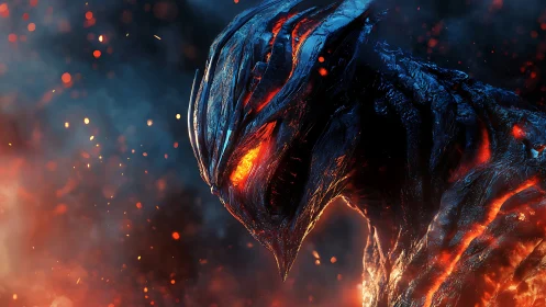 Molten humanoid creature rendered with high-detail lighting effects