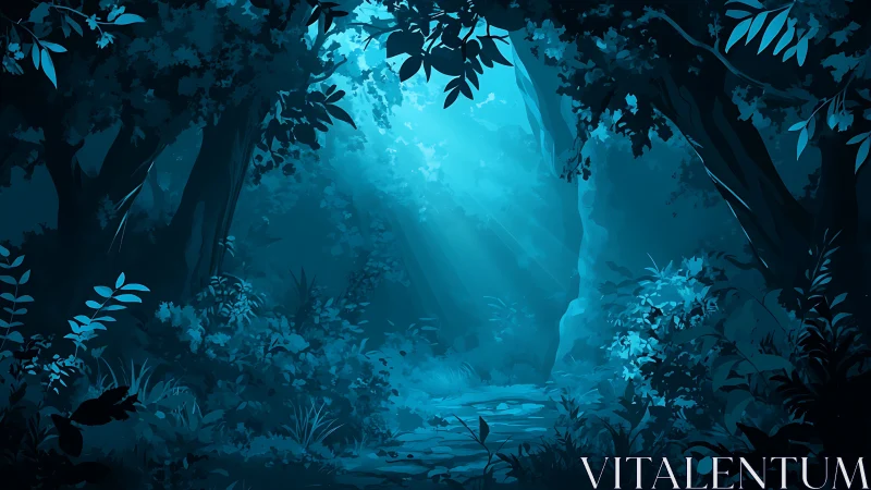 Luminous Cavern: Where Turquoise Light Pierces Primordial Shadows.