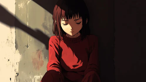 Quiet ember glows in a thoughtful girl&rsquo;s solitary silence