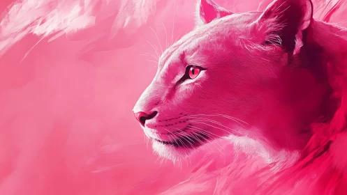 Pink Feline Portrait Study - Digital Rendering
