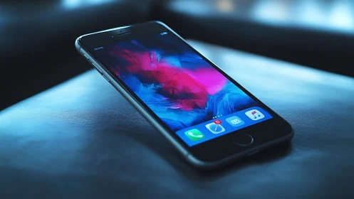 Premium Smartphone Display: Vibrant Abstract Gradient UI Elements