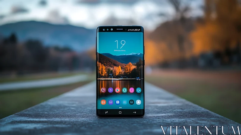 Modern Phone Displaying Nature's Golden Hour Beauty.