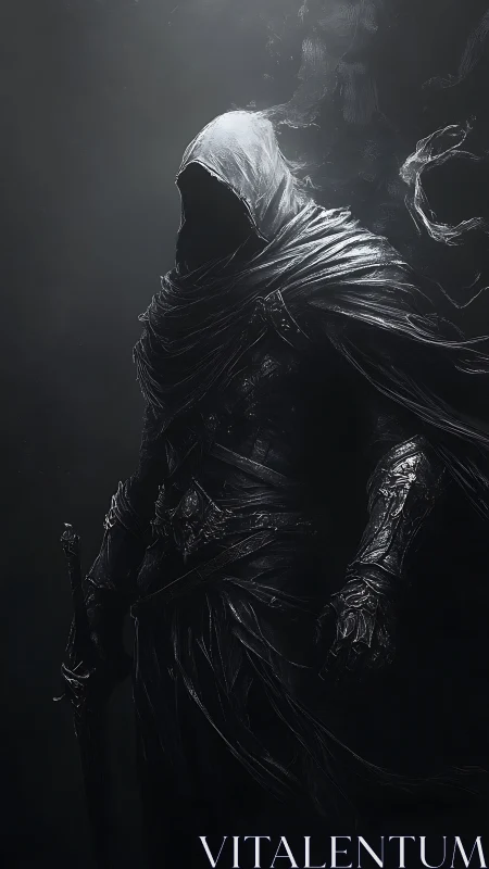 Shadowforged wraith knight wrapped in tattered moonlit steel.