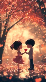 Luminescent Hearts Bloom: Autumn's Glowing Whisper.