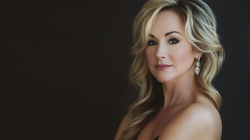 Elegant blonde woman in glamorous portrait photography style.