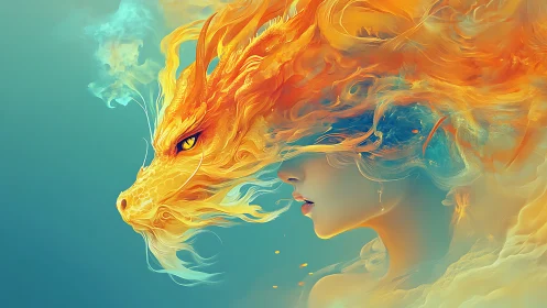 Draconic flame-synthesis with human profile phase-merged.