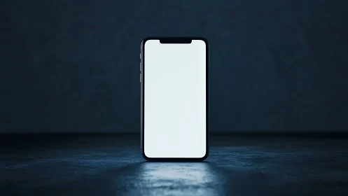 Smartphone Display Mockup Against Dark Background.