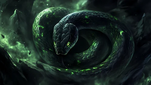 Serpentine nebula coils into a glowing emerald storm