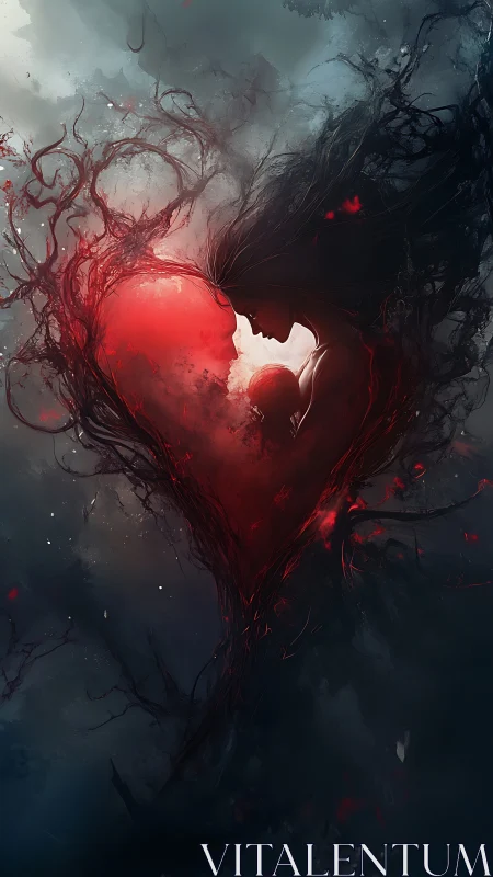 Luminous Heart Surrounded by Dark Tendrils.