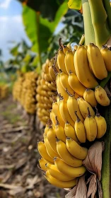 Cluster of ripe bananas captured with shallow depth of field
