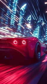 Cyberpunk supercar in neon velocity tunnel perspective.