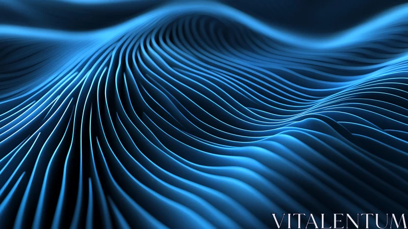 Undulating blue digital wave surface with linear contours.