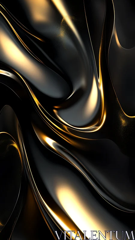 Molten midnight metal with glowing rivers of gold light.