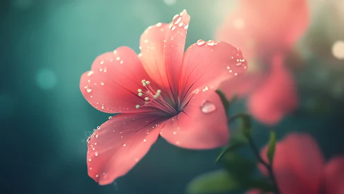 Cordate Petals with Hydrophobic Surface Tension and Bokeh Defocusing.