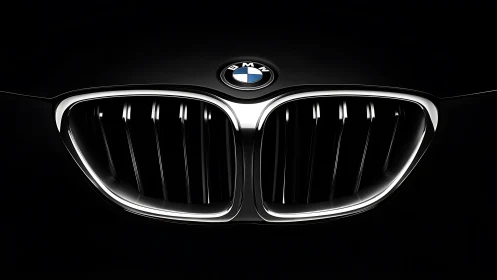 BMW kidney grille close-up with illuminated chrome edges.