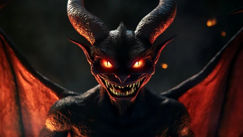 Demonic bat-winged creature rendered in dramatic 3D lighting