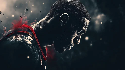 Basketball player profile in dramatic digital chiaroscuro portrait.