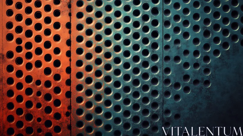 Perforated Metal Surface with Gradient Lighting, Abstract Style.