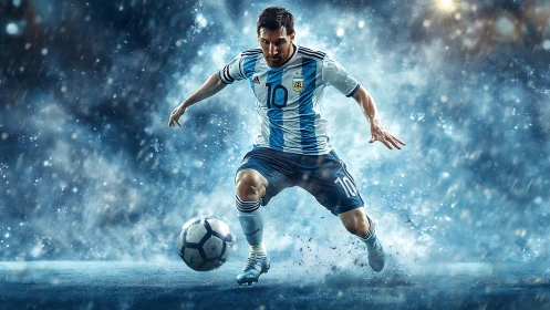 Dynamic soccer dribble rendered with cinematic motion blur effects