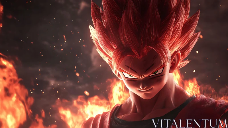 Fiery warrior stands strong in glowing ember light.