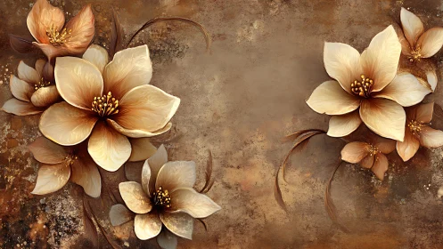 Elegant Magnolia Flowers on Vintage Textured Background