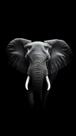 Majestic elephant portrait emerges from deep black void