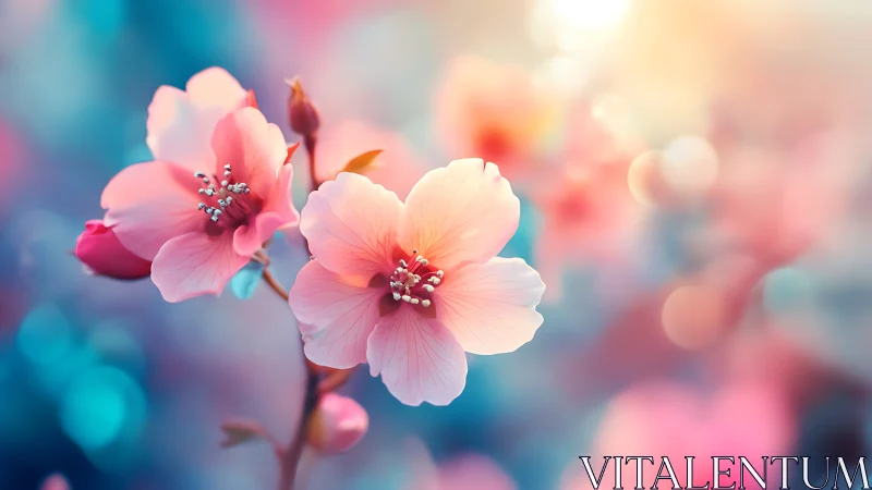 Delicate Cherry Blossoms Dancing in Soft Light.