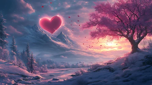 Winter Magic Under Glowing Hearts.