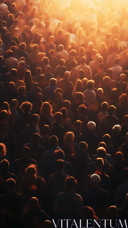 Sunlit crowd silhouettes dissolving into glowing haze.
