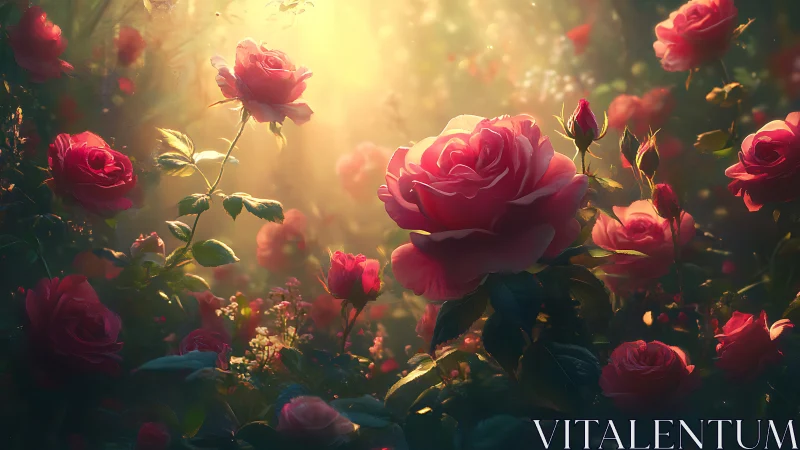 Luminous Rose Garden: Volumetric Light Rendering Through Floral Subjects.