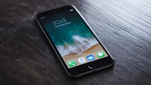 iPhone Smartphone Lock Screen with Coastal Shoreline Wallpaper.