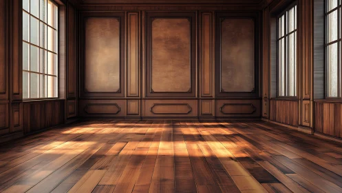 Sunlit classic wood interior glows with warm elegance.