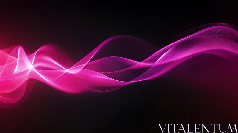 Pink light waveforms traverse a dark horizontal background