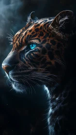 Turquoise-Eyed Leopard Portrait: Nocturnal Majesty.