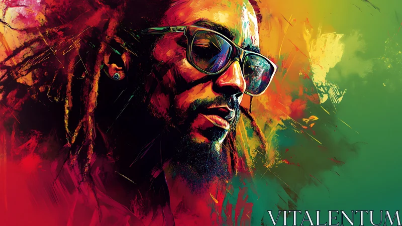 Digital portrait shows dreadlocked figure in tinted glasses