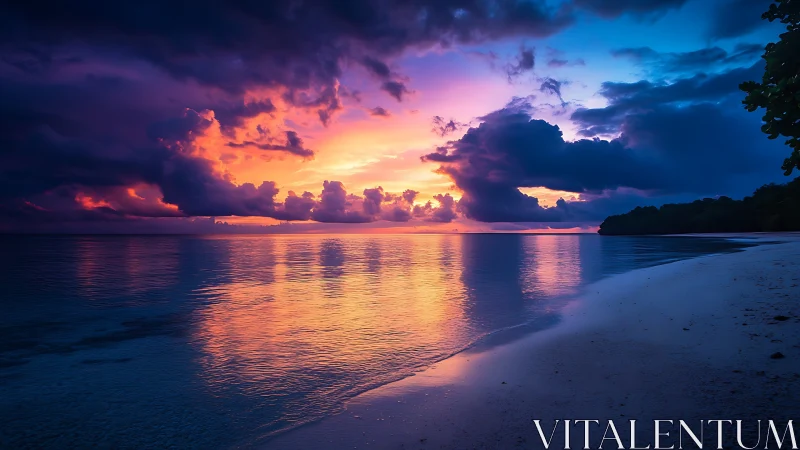 Dramatic tropical seascape captures high-saturation sunset sky