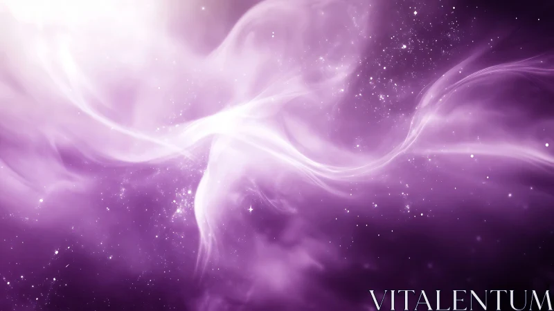 Soft violet nebula swirls across a tranquil cosmic night