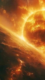 Blazing sunlit horizon sharing a glowing cosmic embrace.