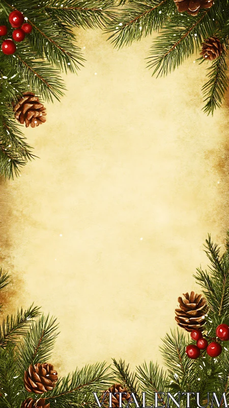 Christmas pine border frames blank textured golden background