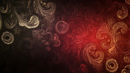 Glowing baroque swirls curl across a warm vintage backdrop