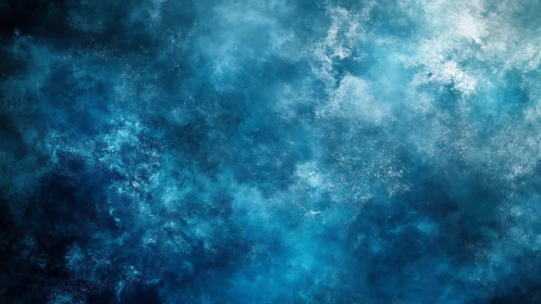 Oceanic blue abstract cloudscape evokes depth and motion.