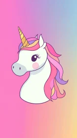 Candy-cloud unicorn portrait on dreamy pastel gradient sky.