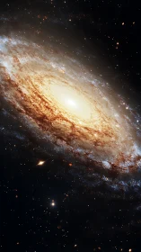 Spiral galaxy core glowing with dense stellar dust fields.