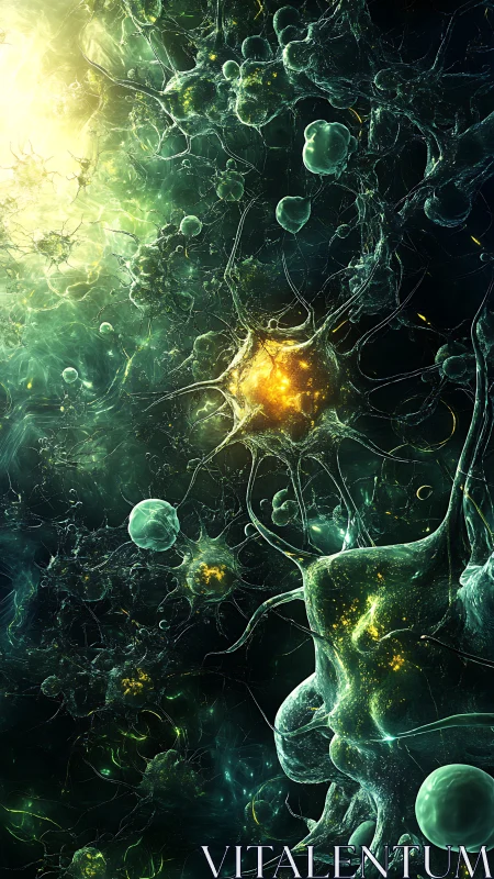 Luminous neuron forest ignites a cosmic synapse storm.