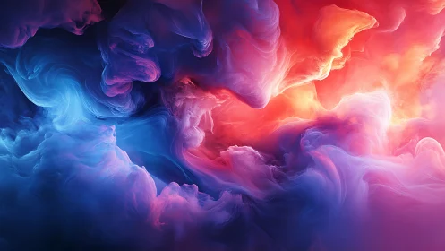 Dual-color volumetric nebula clouds in vivid gradient light