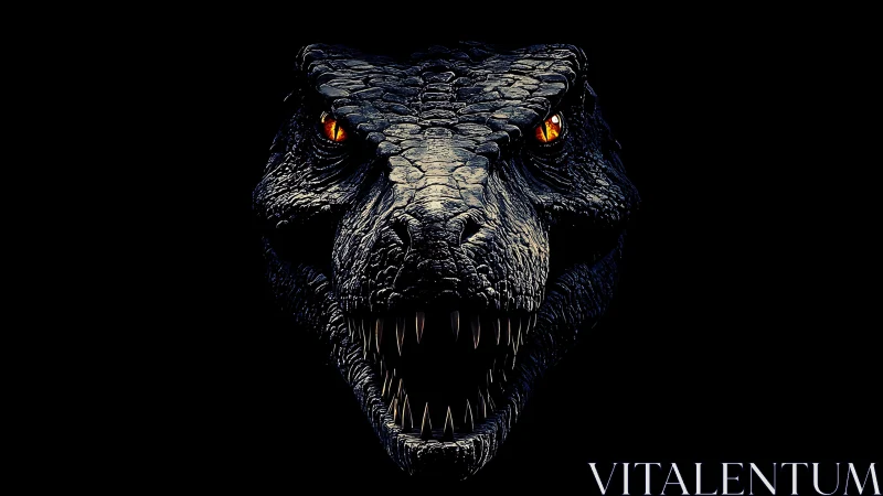 Hyperreal tyrannosaur head render with volumetric rim lighting