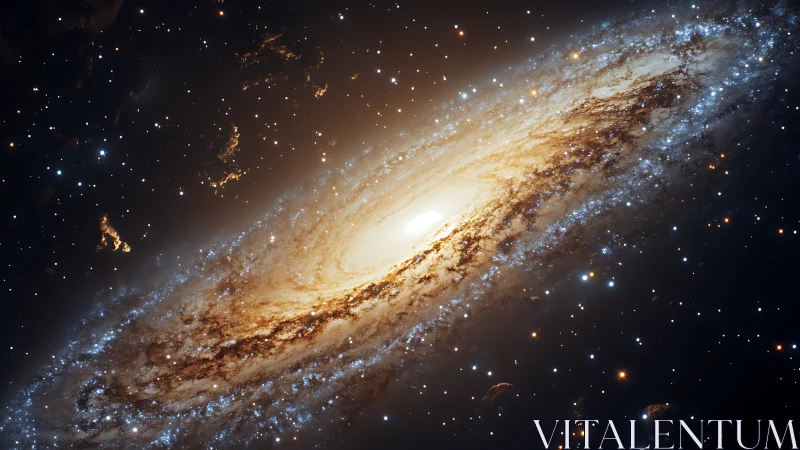 Edge-on spiral galaxy glows with dense starfield halo