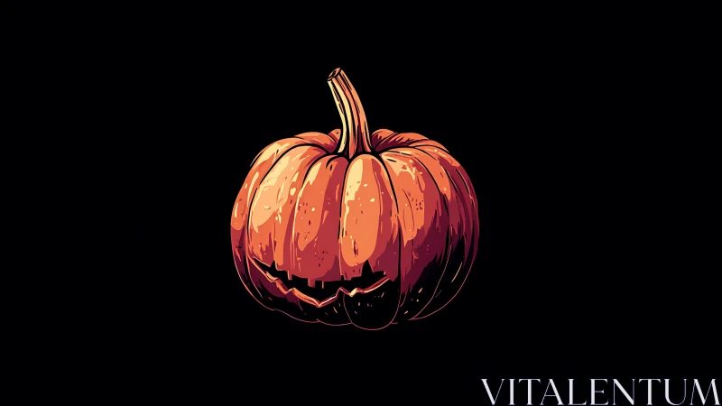 Moody jack-o’-lantern illustration on deep black background.