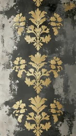 Gilded damask blooms glide across weathered charcoal haze