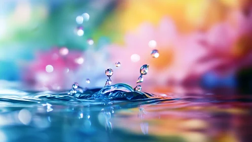 Macro water splash captures jewel-like droplets in motion
